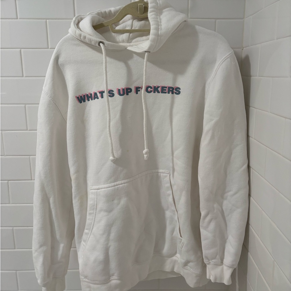 White Hoodie with Text Design